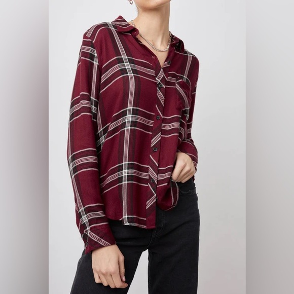 Rails Hunter Button Down Shirt Small Burgundy Women’s‎ Long Sleeve - Picture 1 of 13